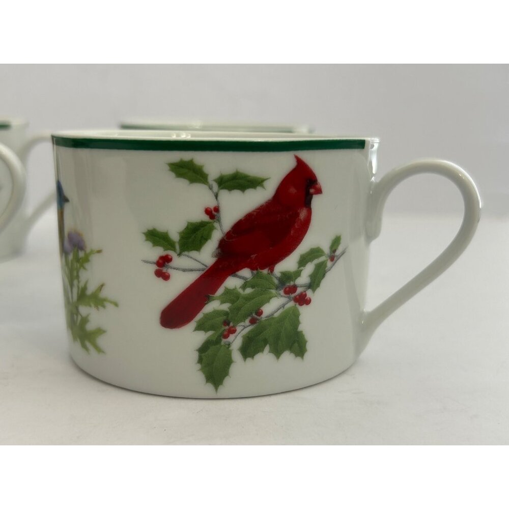 4 Songbirds Coffee Tea Cups Porcelain Cardinal Bluebird Goldfinch Chickadee VTG - Picture 9 of 12
